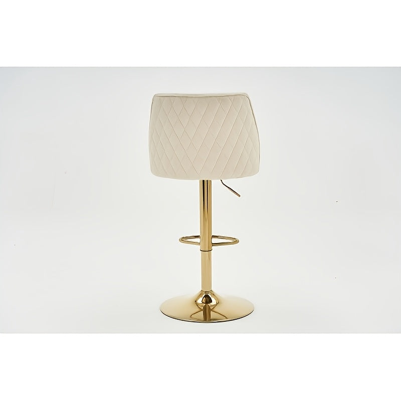 Barkrukken – Barstoelen – Keukenkrukken – Barkruk Set – Hoge Stoelen Beige – Verstelbare Zithoogte – Comfortabele Rugleuning en Voetensteun