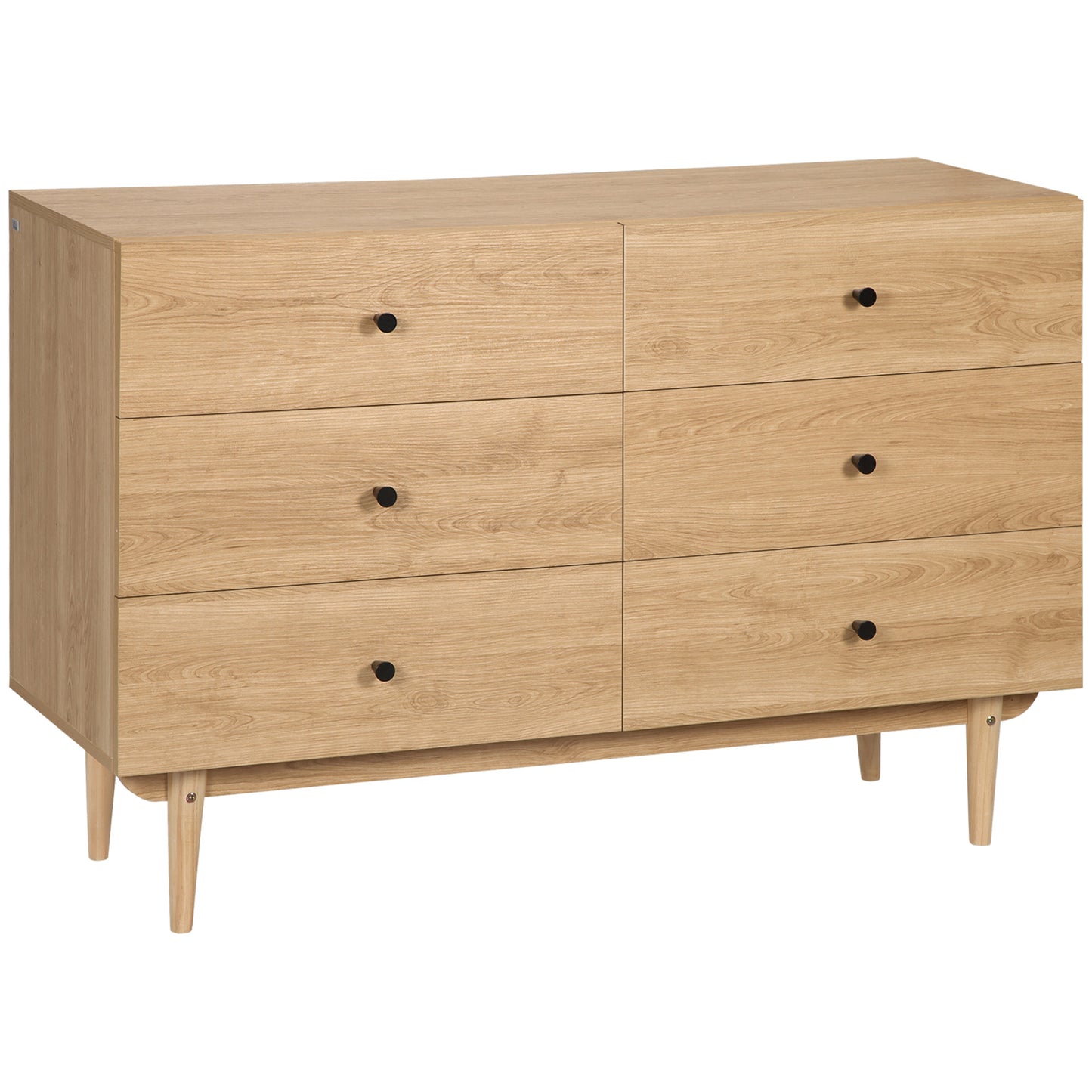 Commode – Ladekast – Opbergkast – Dressoir – Kast – 6 Lades – Massief Houten Poten – Compact Formaat 120x40x80 cm