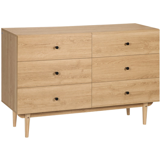 Commode – Ladekast – Opbergkast – Dressoir – Kast – 6 Lades – Massief Houten Poten – Compact Formaat 120x40x80 cm