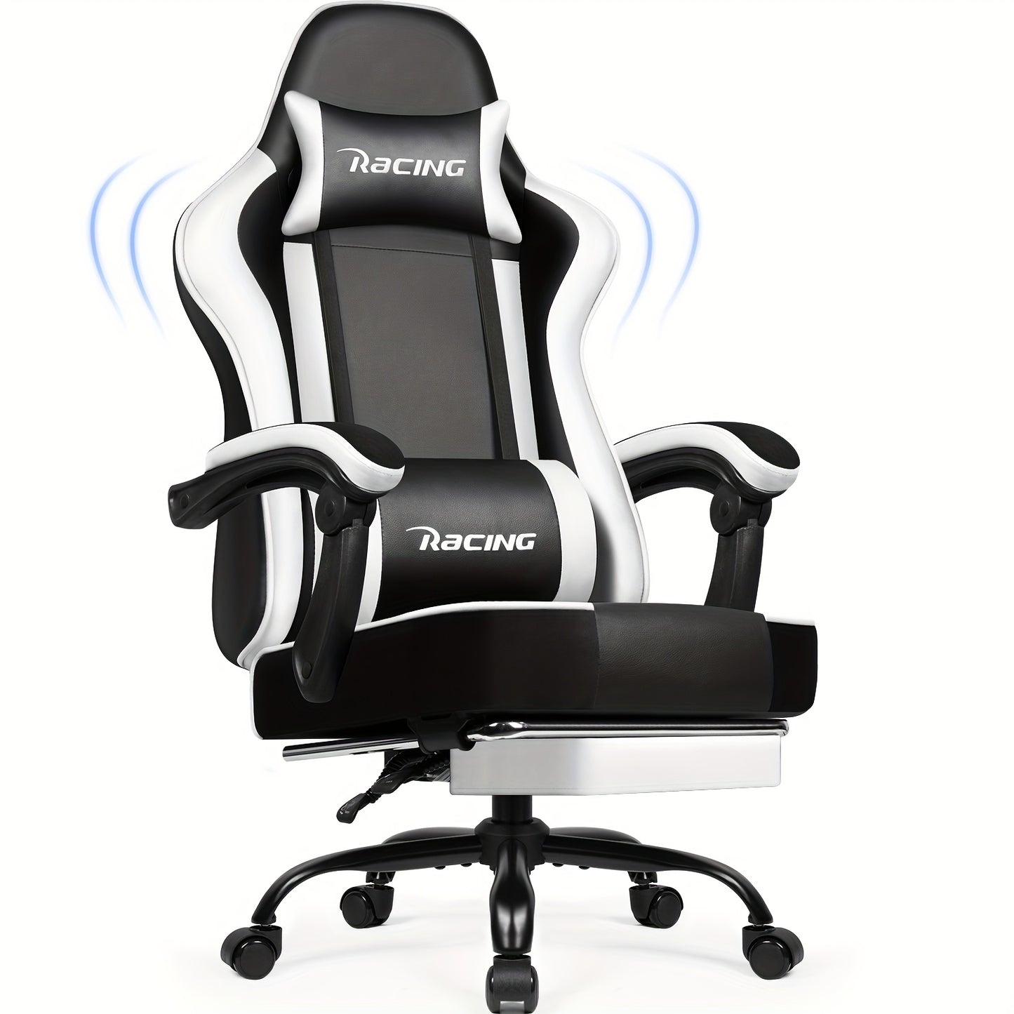 Gamingstoel – Gamestoel – Gaming Chair – Game Stoel – Bureaustoel – Verstelbaar tot 165° – Met Voetensteun en Ergonomisch Lendenkussen