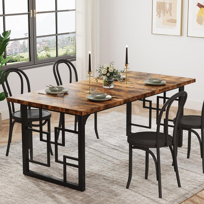 Eettafel – Tafel – Keukentafel – Eetkamertafel – Industriële Tafel – Voor 6 Personen – Robust Metaal & MDF – Industriële Rustiek Bruin