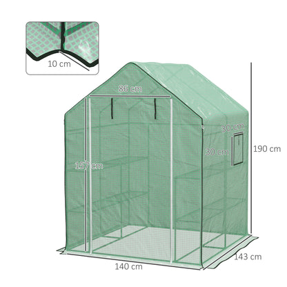 Kas – Kweekkas – Tuinkas – Serre – Groentekas – Groen – Ruime Afmetingen 140x143x190 cm – UV-bestendig 2-laags PE-doek