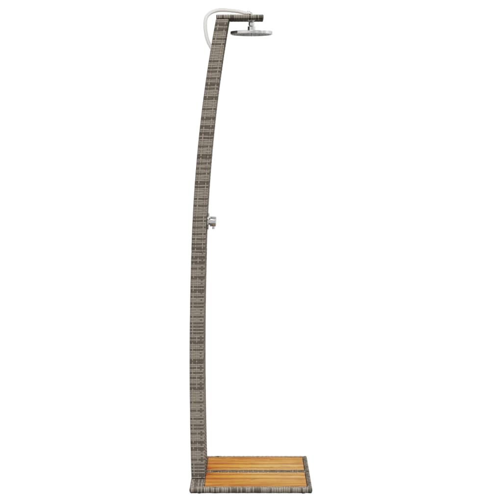 Buitendouche – Tuindouche – Vrijstaande Douche – Zwembad Douche – Outdoor Shower – Weerbestendig PE Rattan – Stevige Acaciahouten Basis Grijs