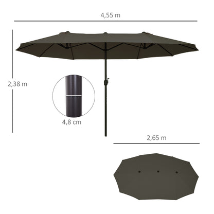 Parasol – Zonwering – Tuinparasol – Terrasparasol – Dubbele Parasol – Extra Groot Ovaal – Handzwengel – Waterafstotend Polyester