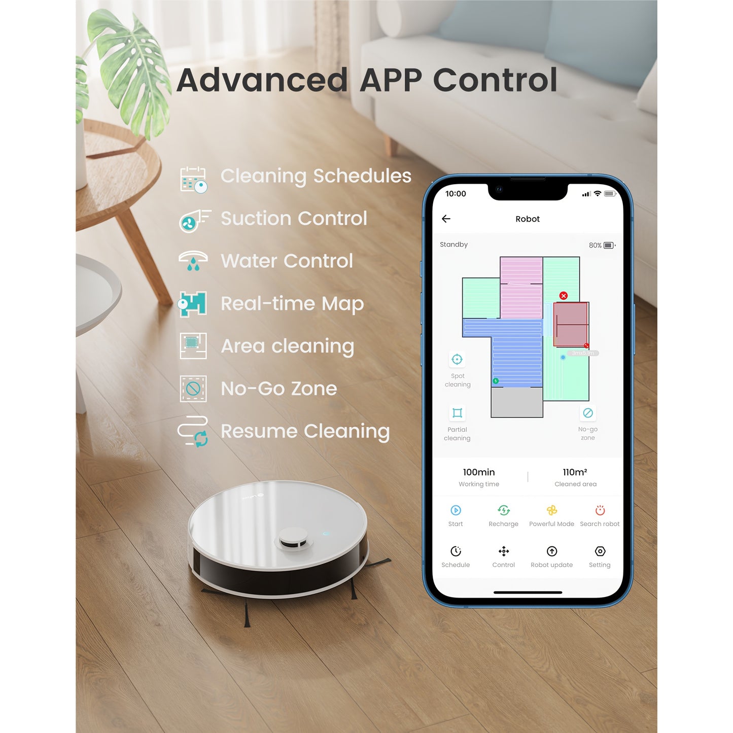 Robotstofzuiger – Robot Cleaner – Automatische Stofzuiger – Dweilrobot – Slimme Stofzuiger – Lange Batterijduur 200 Minuten – Smart App Besturing