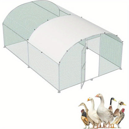 Kippenhok – Pluimveestal – Buitenren – Dierenhok – Kippenren – Met Gewelfd Dak – Weerbestendig Aluminium Frame – 3x6 Meter Grote Buitenren