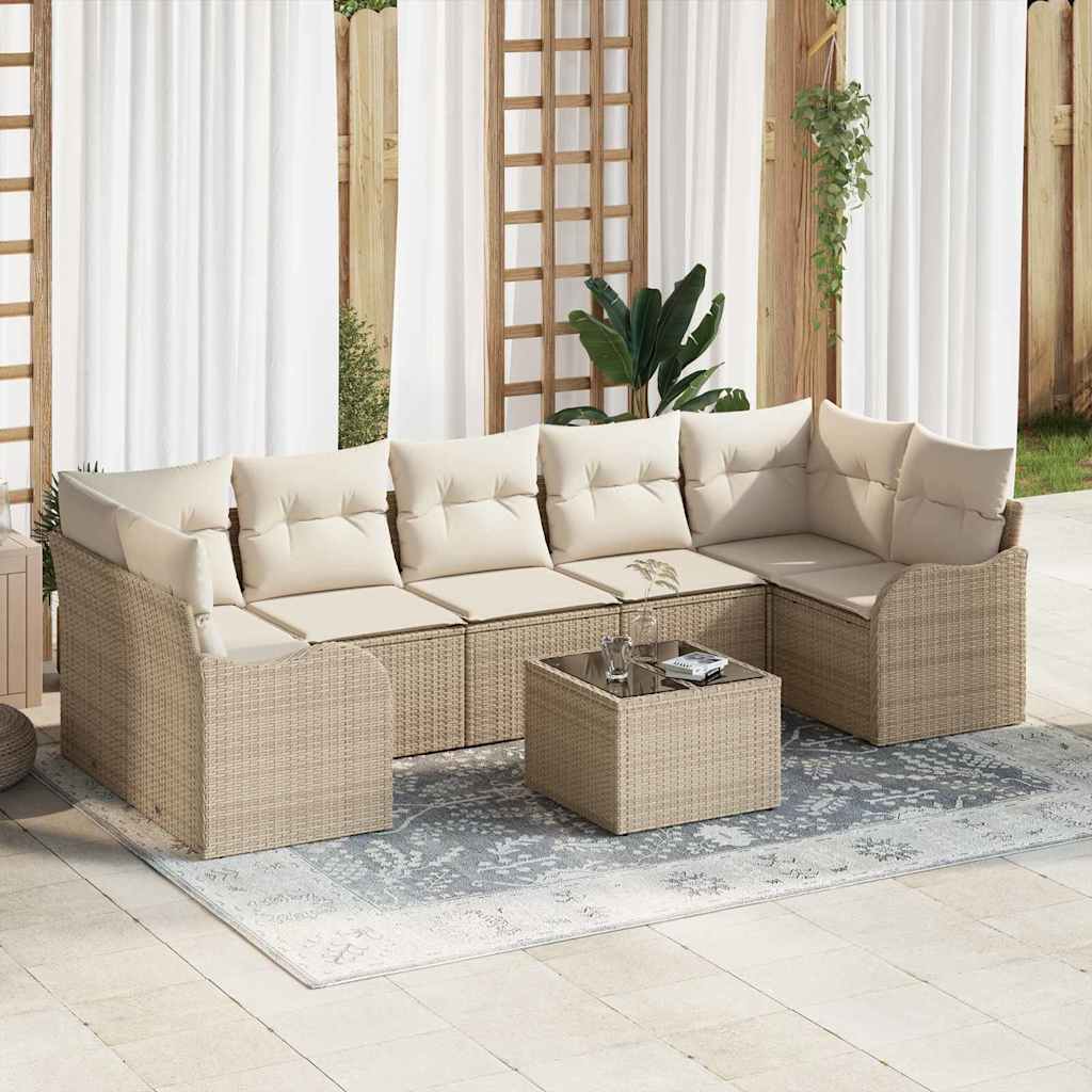 Tuinbank – Buitenbank – Loungeset – Tuinmeubel – Modulaire Design – Weerbestendig Kunststof – Verstelbare Poten – Beige/Crème