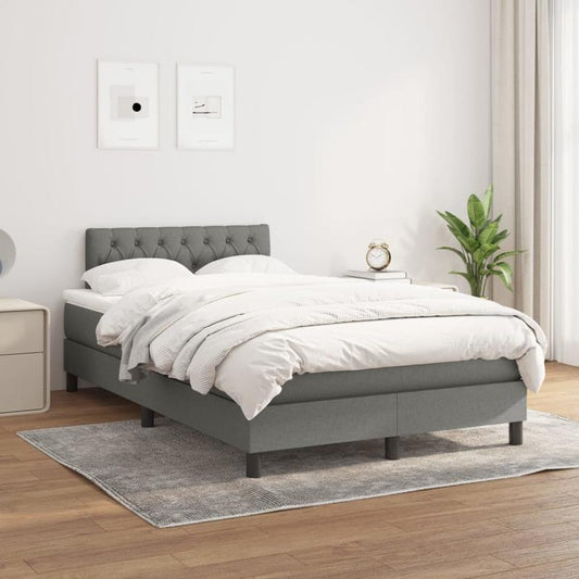 Boxspringbed – Boxspring – Bed – Bedframe – Bedbodem – Donkergrijs – Hardhouten Frame – Vlamvertragende Stof
