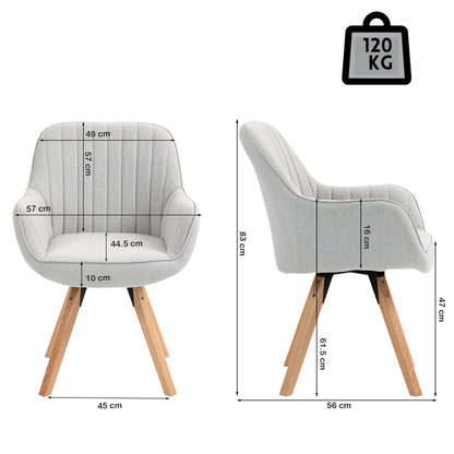Draaifauteuil – Fauteuil – Eetkamerstoel – Loungestoel – Bureaustoel – Set Van 4 Beige Draaibare Fauteuils – Comfortabele Foamvulling – Stevige Houten Poten