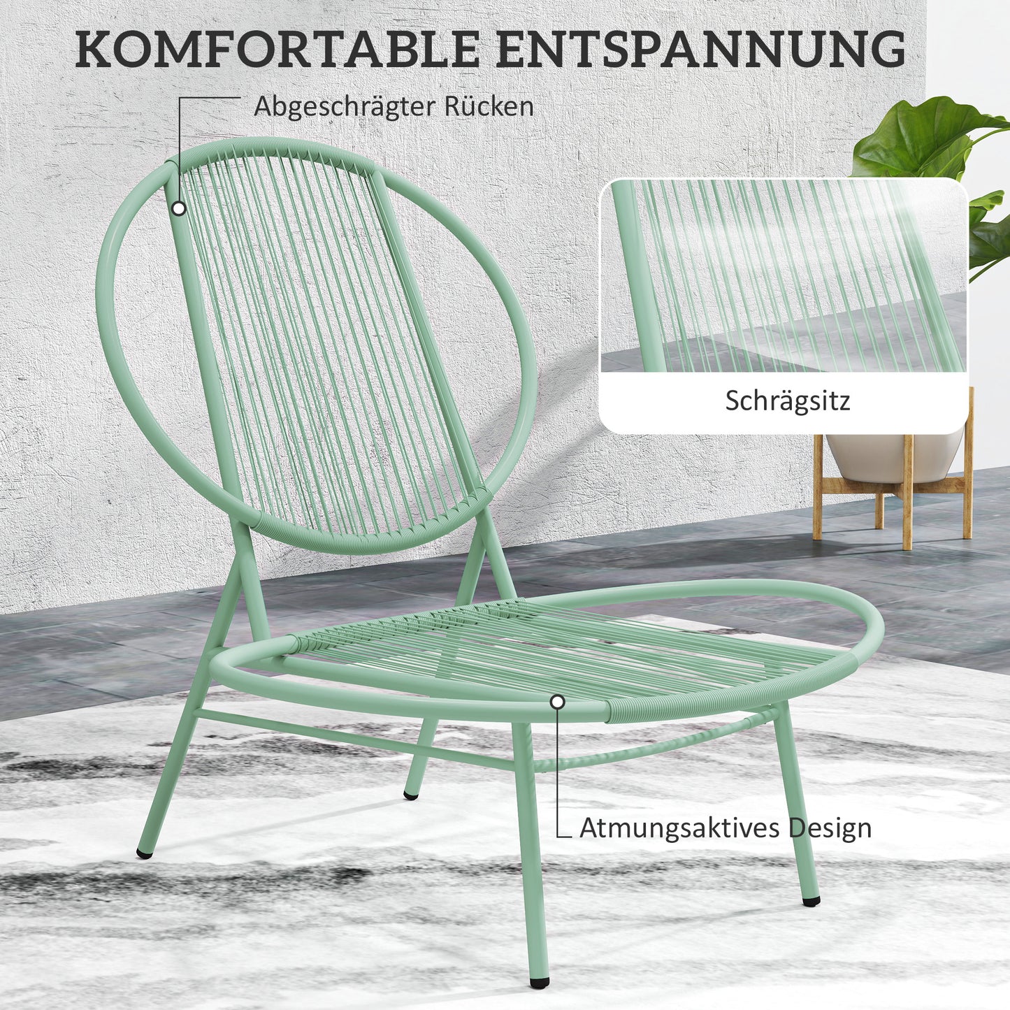Bistroset – Tuinset – Balkonset – Tuinmeubelen – Buitenmeubel – Weerbestendig Polyrattan – Schelpvormige Stoelen – Compacte Tafel – Groen