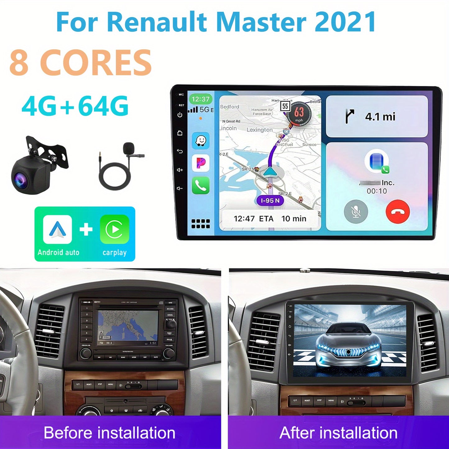 Multifunctionele 10,1” Car Stereo – Dubbele Din Auto Radio – Multimedia Systeem – Navigatie Unit – Autospeaker Set – Android Auto & CarPlay – GPS Navigatie & Achteruitrijcamera