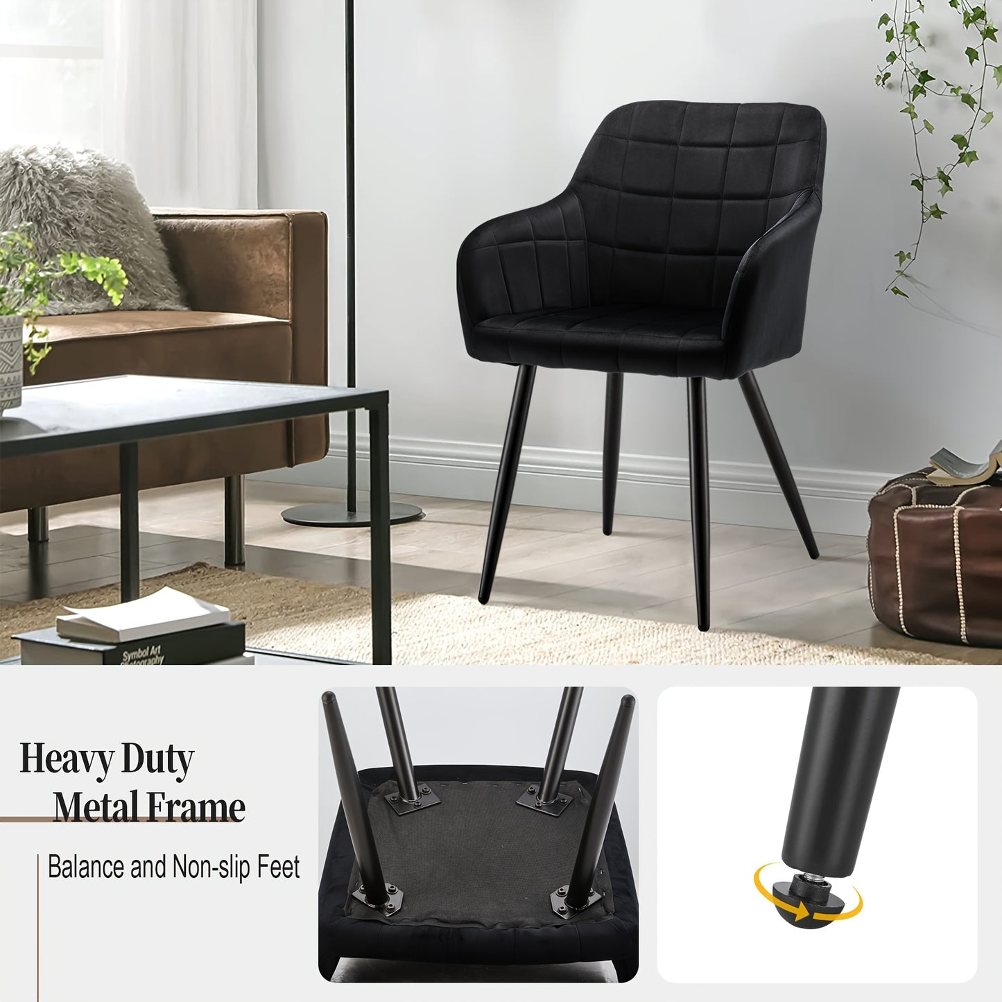 Velvet Stoelen – Eetkamerstoelen – Armleunstoel – Tub Chair – Lounge Stoel – Crème Kleur – Memory Foam Zitting – Stabiel Metalen Frame