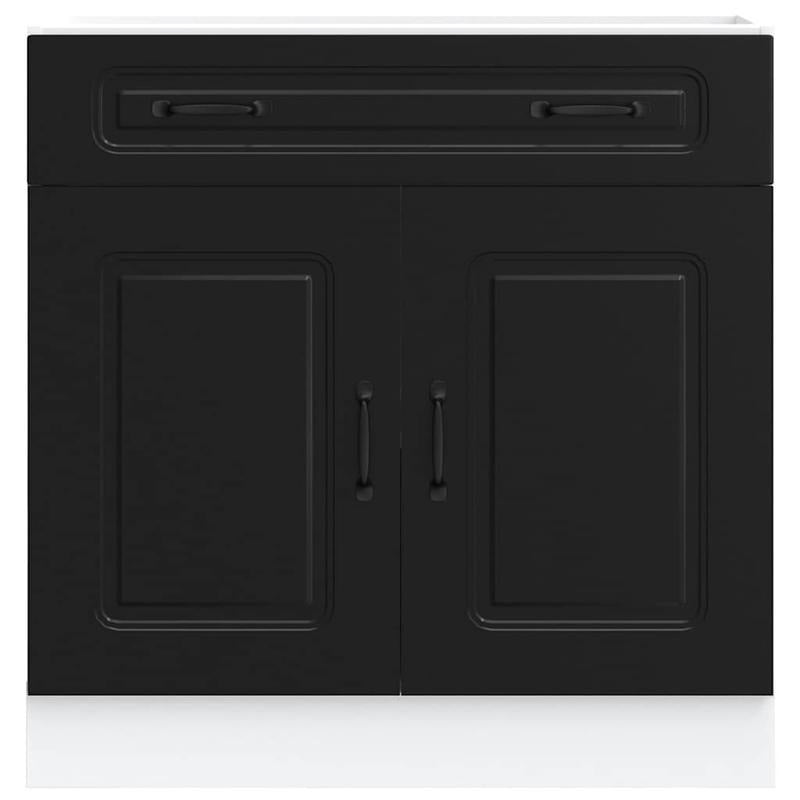Keukenkast – Opbergkast – Voorraadkast – Ladekast – Kast – Zwart – Geperst Hout – Compact Design 60x36x103 cm