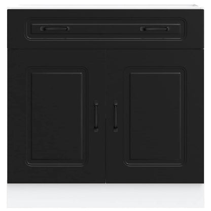 Keukenkast – Opbergkast – Voorraadkast – Ladekast – Kast – Zwart – Geperst Hout – Compact Design 60x36x103 cm