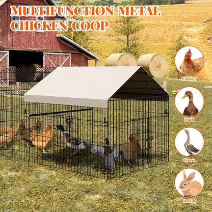 Kippenhok – Kippenren – Pluimveestal – Buitenren – Dierenhok – Metaal – 218x101x101 cm – Waterdicht – UV-Bestendig