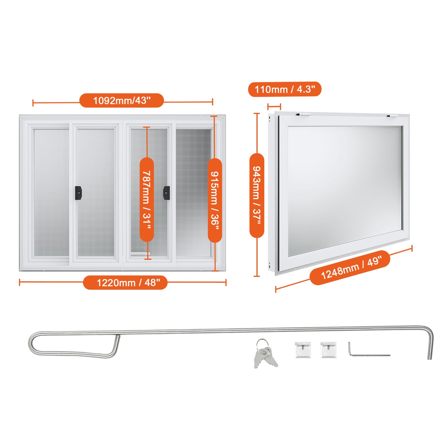 Foodtruck Luifel – Serveerruit – Uitgifteraam – Kraamraam – Mobiele Eetunit – 48"x36" – Aluminium Frame – Hydraulische Veerpoten