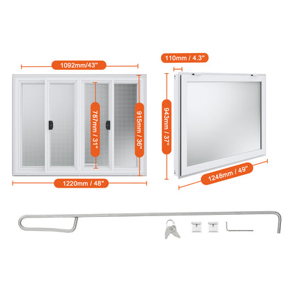 Foodtruck Luifel – Serveerruit – Uitgifteraam – Kraamraam – Mobiele Eetunit – 48"x36" – Aluminium Frame – Hydraulische Veerpoten