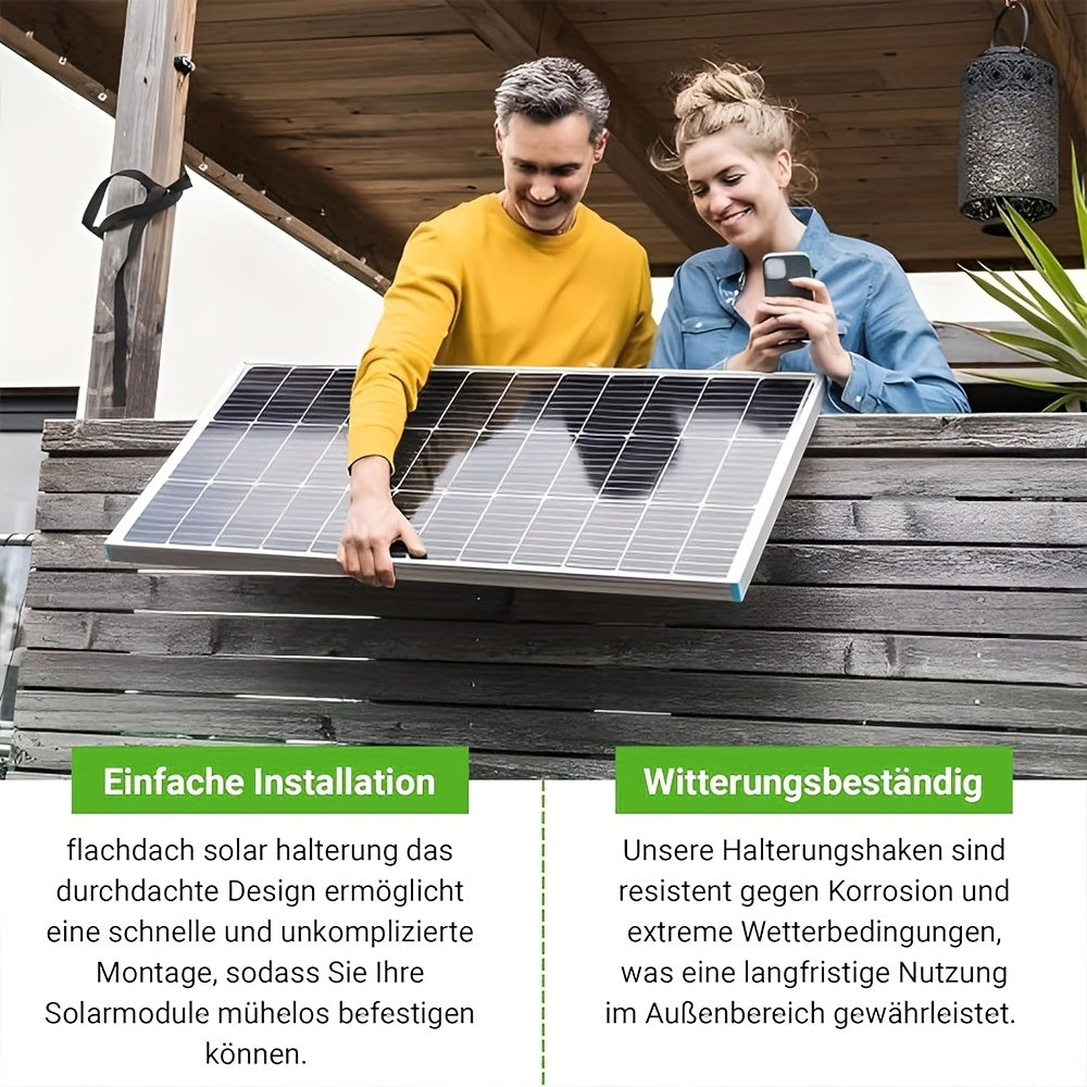 Balkonbeugel voor Zonnepanelen – Zonnepaneelhouder – Balkonhouder – Solar Montageset – Verstelbare Beugel 114 cm – Met Ronde Balkonhaken – 0° tot 90° Verstelbare Hoek – Weerbestendig Metaal