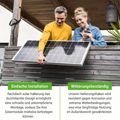 Balkonbeugel voor Zonnepanelen – Zonnepaneelhouder – Balkonhouder – Solar Montageset – Verstelbare Beugel 114 cm – Met Ronde Balkonhaken – 0° tot 90° Verstelbare Hoek – Weerbestendig Metaal