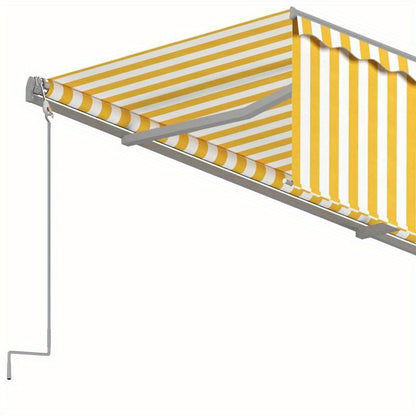 Handmatige Luifel – Zonnescherm – Markies – Overkapping – Zonwering – Geel – 4x3 Meter – Integraal Rolgordijn – Stevig Metaal