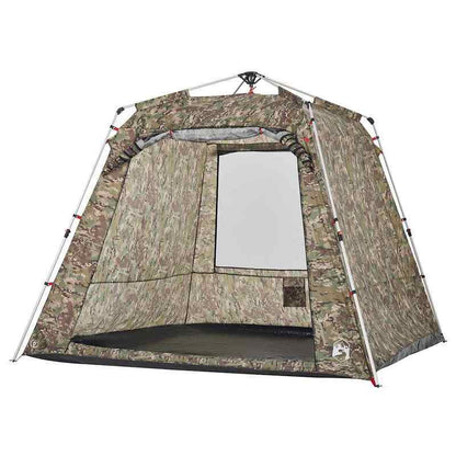4-Persoons Tent – Kampeertent – Buitentent – Vissertent – Snel Opzetten – Lichtgewicht Polyester – Camouflage Groen – Met Ritsen Ventilatie