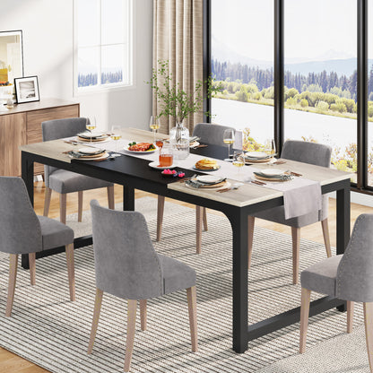 Eettafel – Tafel – Dinertafel – Keukentafel – Eetkamertafel – Industrieel Modern Design – 180x80 cm Groot Formaat – Stevige Metalen Poten Gris MDF Blad