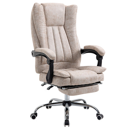 Bureaustoel – Draaistoel – Kantoorstoel – Office Chair – Gamestoel – Verstelbare Zithoogte – Inklapbare Voetensteun – Microfiber Bekleding – Plastic En Metalen Frame – Beige