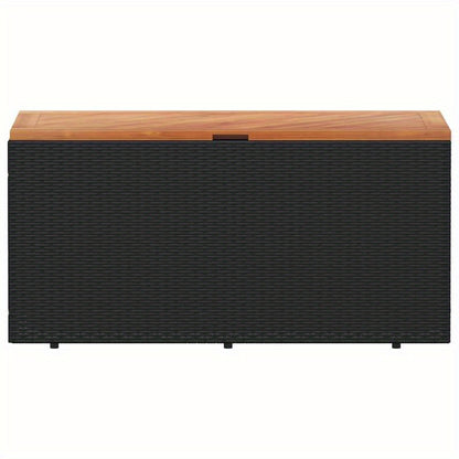 Tuinkist – Opbergbox – Tuinopbergbox – Kussenbox – Tuinbox – Geweven Poly Rattan & Acaciahout – Weerbestendig Ontwerp – Ruime Afmetingen 110x50x54 cm