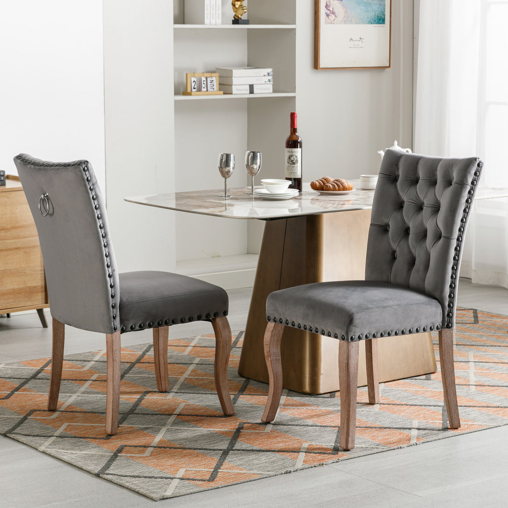 Eetkamerstoel – Dinerstoel – Keukenstoel – Woonkamerstoel – Stoel Met Deurklopper – Set Van 2 – Velvet Bekleding – Stevig Frame