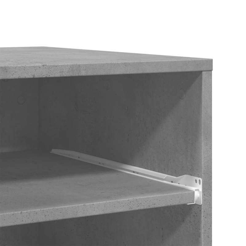 Heavy-Duty Concrete Gray Wood Printer Stand with Storage Shelves & Rollers - Mobile Office Floor Organizer, Sturdy Portable Design with Adhesive Pads, Space-Saving Multi-Tier Shelving for Printer, Paper Storage & Supplies, Mo