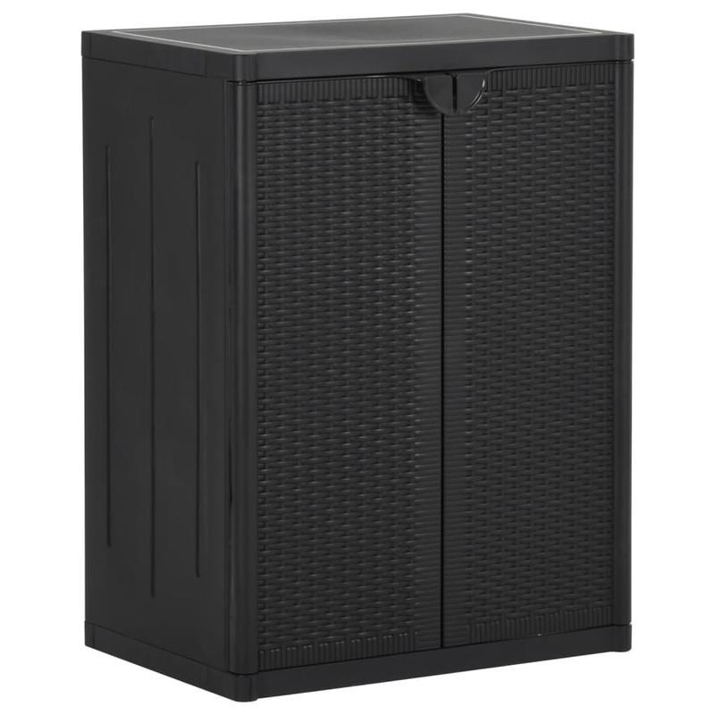 Tuinkast 65x45x88cm polypropyleen rattan zwart, Box, Cabinet, Rack for Outdoor Storage