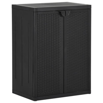 Tuinkast 65x45x88cm polypropyleen rattan zwart, Box, Cabinet, Rack for Outdoor Storage