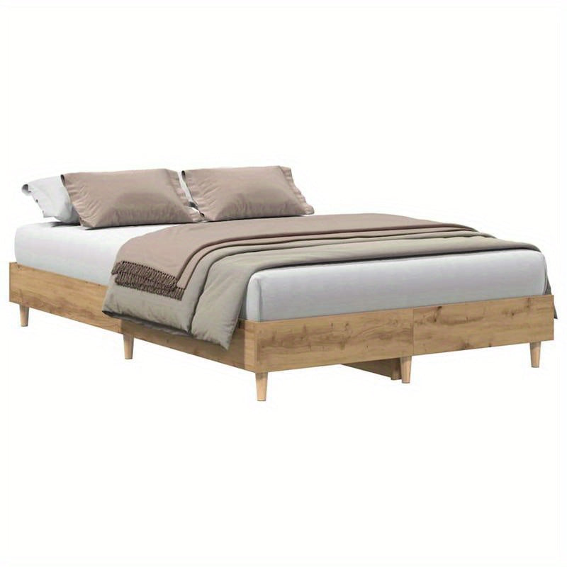 Modern Minimalist Bed Frame without Mattress - Queen Size (135x190cm / 53x75 inches), Easy Assembly, Sturdy Construction for Master Bedroom, Guest Room, or Dorm - Space-Saving Design for Small Spaces