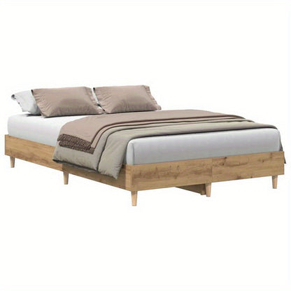 Modern Minimalist Bed Frame without Mattress - Queen Size (135x190cm / 53x75 inches), Easy Assembly, Sturdy Construction for Master Bedroom, Guest Room, or Dorm - Space-Saving Design for Small Spaces