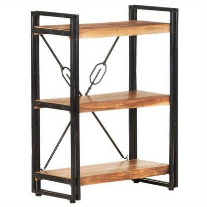 Bookshelf with 3 Shelves, Measuring 60X30X80 Cm, Made of Solid Acacia Wood, Standing Shelf