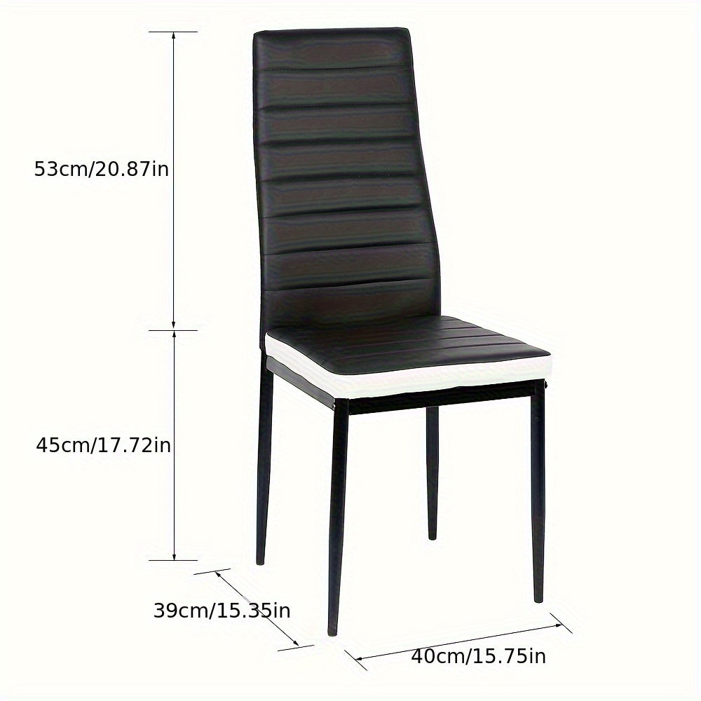 Stoel – Eetkamerstoel – Bureaustoel – Fauteuil – Klapstoel – PU Kunstleer – Hoge Rugleuning – Metalen Frame – Ergonomisch – Set van 4 – Stapelbaar – Makkelijk Schoon Te Maken