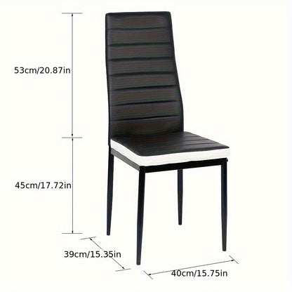 Stoel – Eetkamerstoel – Bureaustoel – Fauteuil – Klapstoel – PU Kunstleer – Hoge Rugleuning – Metalen Frame – Ergonomisch – Set van 4 – Stapelbaar – Makkelijk Schoon Te Maken