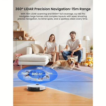 LEFANT M2 Pro Robot Vacuum Cleaner & Mop - 45-Day Auto Cleaning, 190° PSD Obstacle Avoidance, 5500Pa Suction Power, 140 Min Runtime, WiFi/Apple/Alexa App & Alexa Control, Multi-Layer Map Drawing, 2.5H Battery, 50dB Quiet, Mo