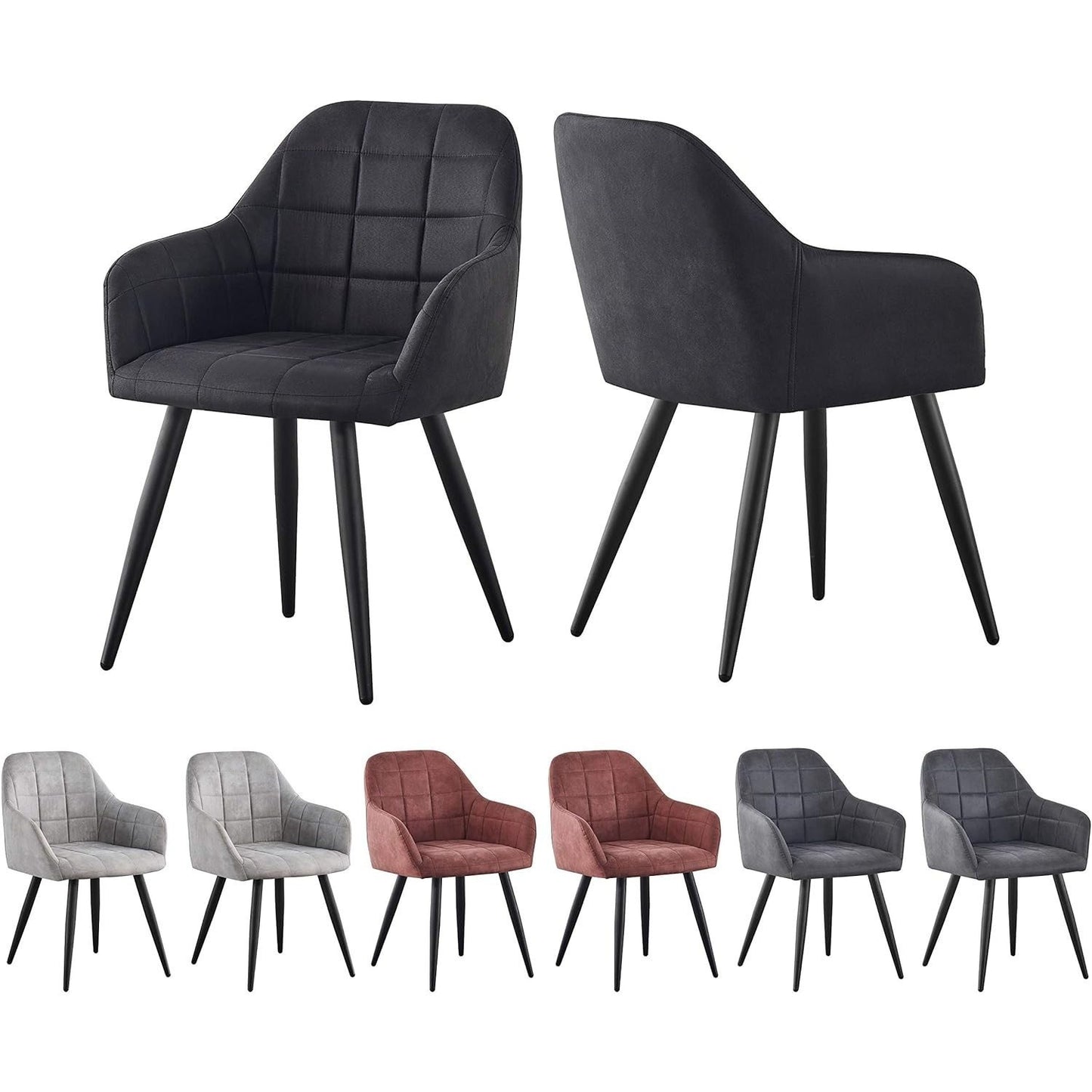 Eetkamerstoel – Kuipstoel – Set Van 2 – Designer Stoel – Keukenstoel – Kunstleer – Metalen Poten – Zithoogte 82 cm