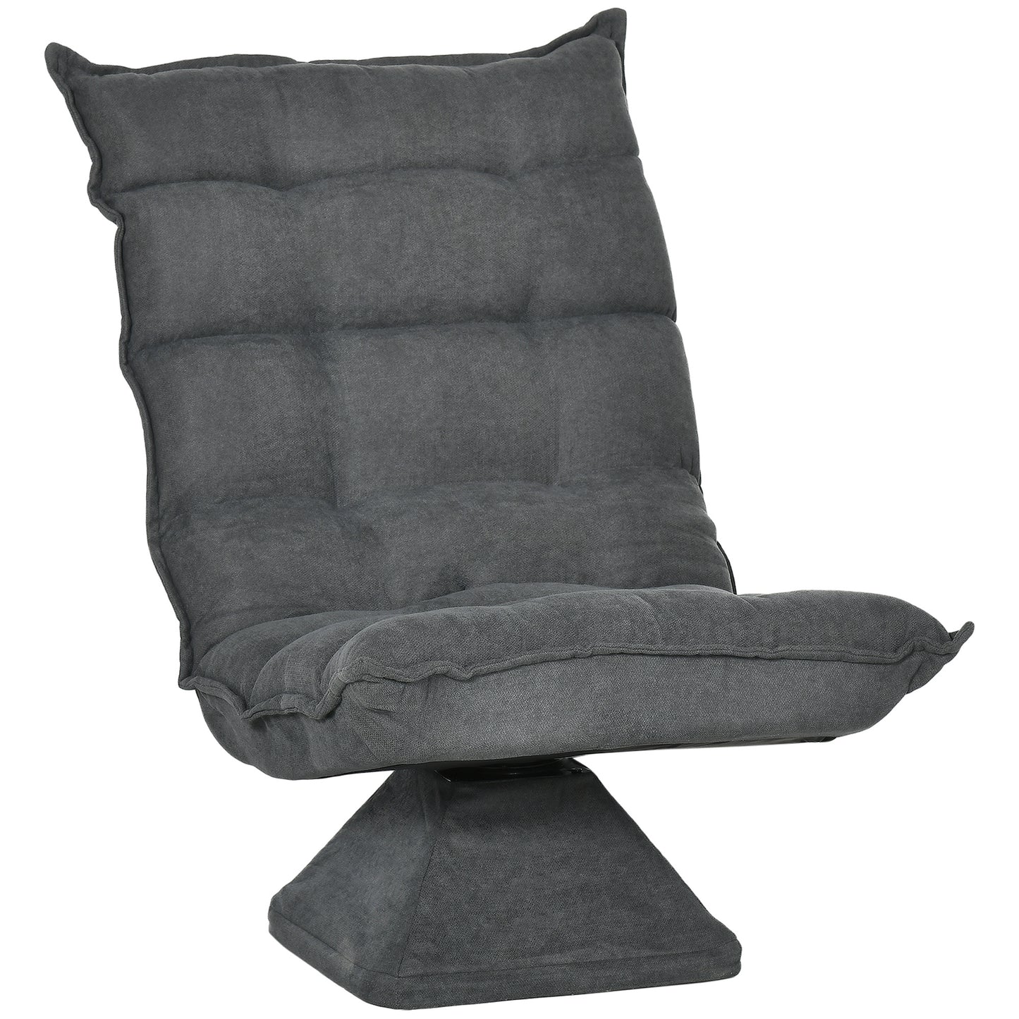 Draaifauteuil – Fauteuil – Lounge Stoel – Relaxstoel – Zithoekstoel – 360° Draaibaar – Verstelbare Rugleuning – Grijze Tweed Bekleding – Metaal Frame