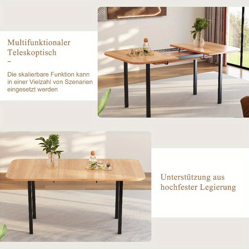 Uitklapbare Eettafel – Uitschuifbare Tafel – Keukentafel – Verstelbare Tafel – Vouwtafel – Stevige Aluminium Onderstel – Verstelbare Lengte 120-160 cm