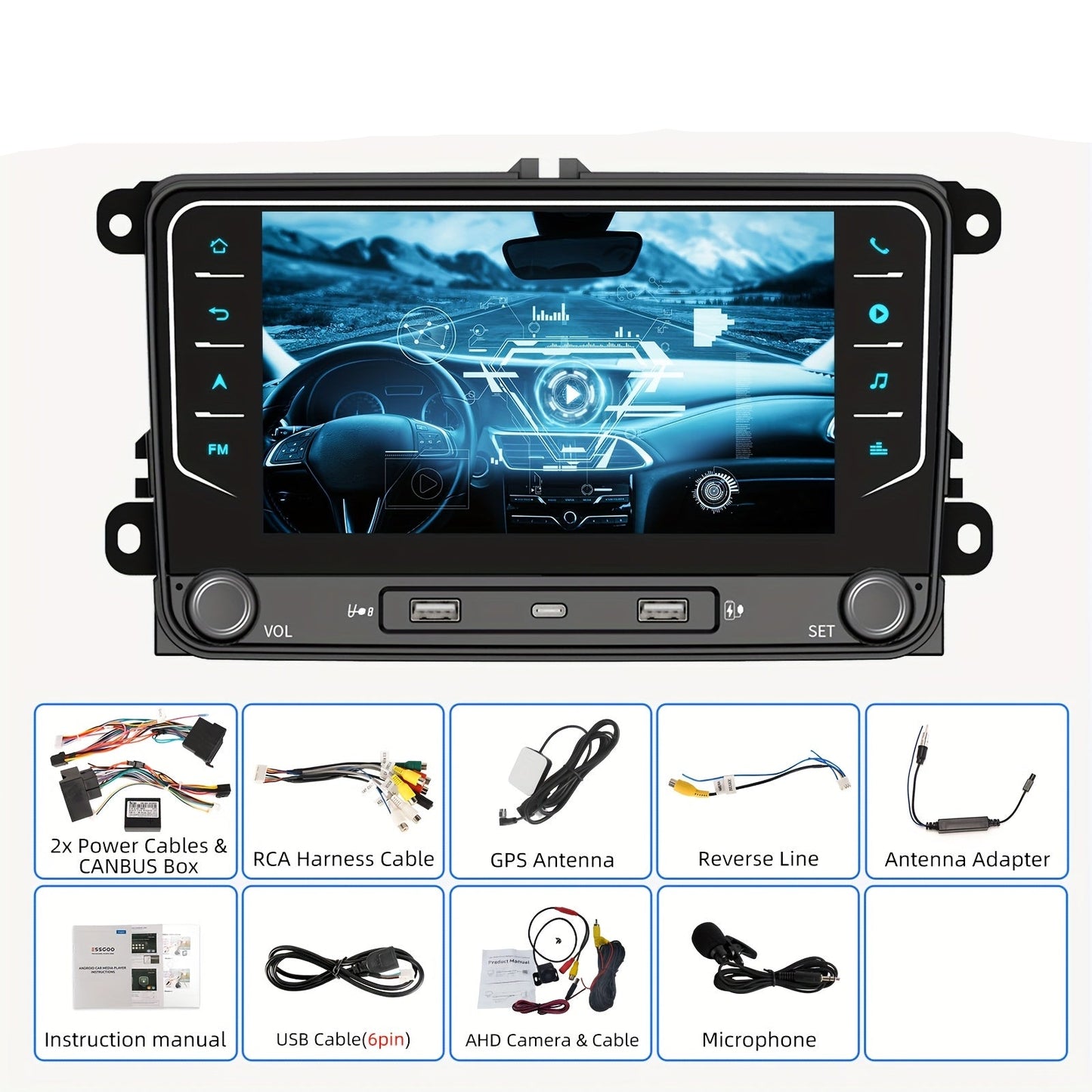 Android 14 Autoradio – Multimedia Systeem – Carplay Speler – Navigatie Radio – AHD Camera Inclusief – 7 Inch IPS Touchscreen – 4GB RAM 64GB Opslag