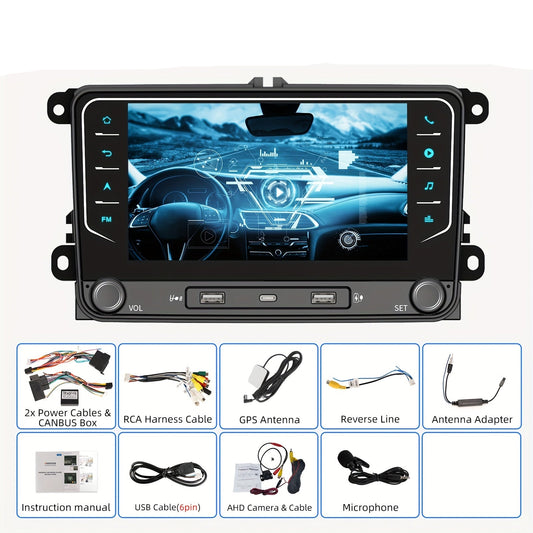 Android 14 Autoradio – Multimedia Systeem – Carplay Speler – Navigatie Radio – AHD Camera Inclusief – 7 Inch IPS Touchscreen – 4GB RAM 64GB Opslag