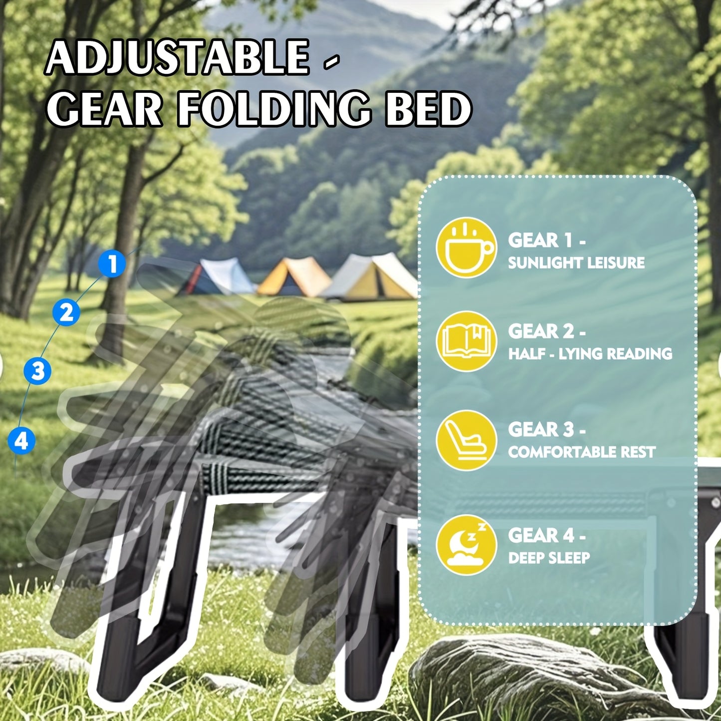Campingbed – Reisbed – Veldbed – Opvouwbaar Bed – Slaapbed – Inklapbaar 4-Persoons – Aluminium Frame – Inclusief Matras – Draagt Tot 150 kg