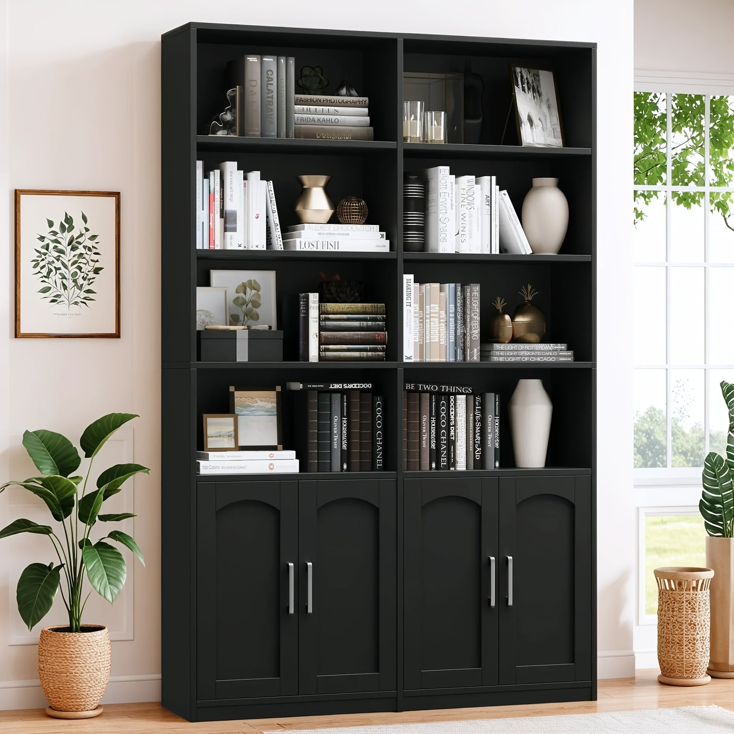Boekenkast – Boekenkast – Opbergrek – Vitrinekast – Houten Plank – Zwart – 115 x 27 x 185,5 cm – Groot Opbergvolume
