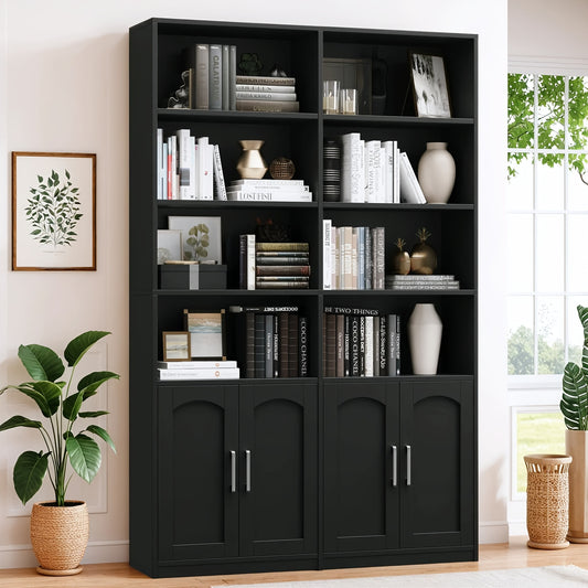 Boekenkast – Boekenkast – Opbergrek – Vitrinekast – Houten Plank – Zwart – 115 x 27 x 185,5 cm – Groot Opbergvolume
