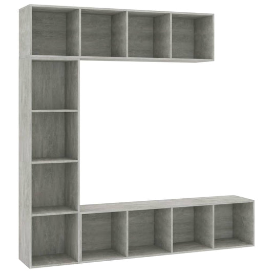 Boekenkast – Boekenrek – Opbergkast – Vakkenkast – Stellingkast – Betongrijs – 12 Vakken – Vochtbestendig Hout