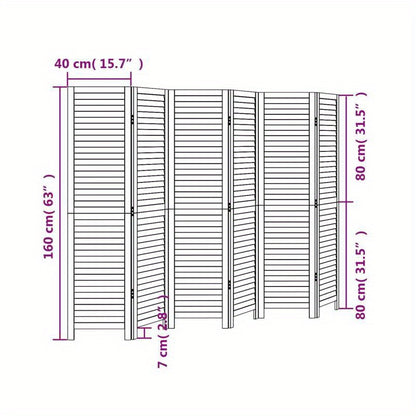 6-Panel Black Paulownia Wood Room Divider Screen - Sleek, Modern Design for Privacy in Offices, Bedrooms, Living Rooms