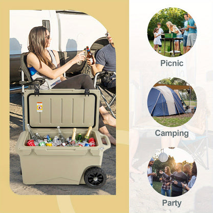 Koelbox – IJskoeler – Picknickkoeler – Campingkoeler – Mobiele Koelbox – Rotomolded Duurzaam Kunststof – 5-7 Dagen Koelduur – All-Terrain Wielen Donkergrijs