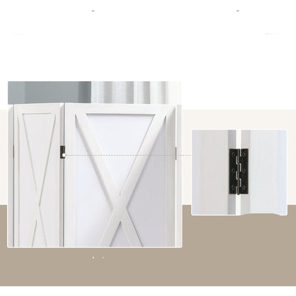 Kamerscherm – Room Divider – Ruimteverdeler – Scheidingswand – 4-Panels Scherm – Wit Paulowniahout – 182x170 cm – Inklapbaar en Stabiel